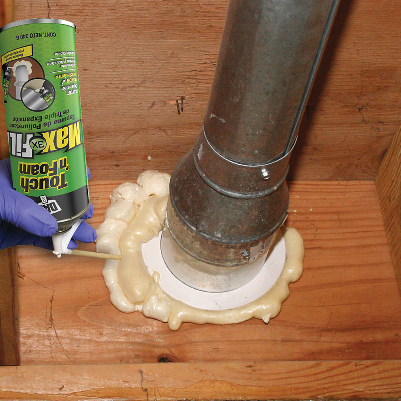 Touch n' Foam sealing a pipe